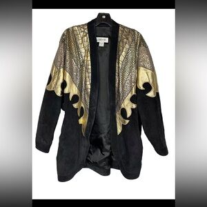 Vntg Julian K. Leather Jacket Western Gold/ Black Extravagant Western Retro (M)